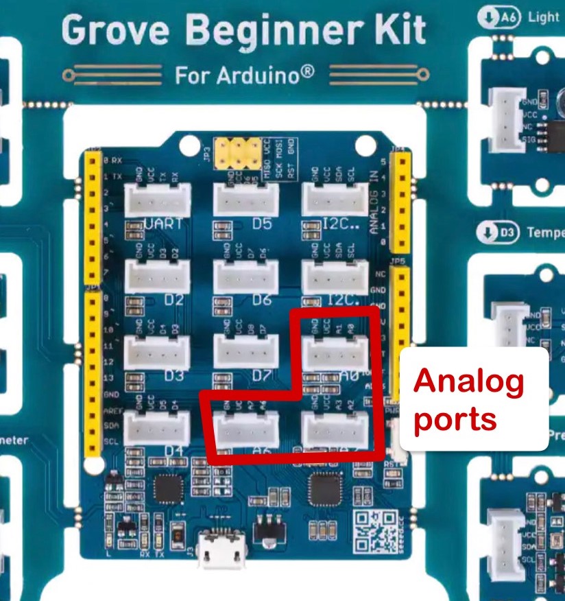 Analog ports on the Grove Beginner Kit shield